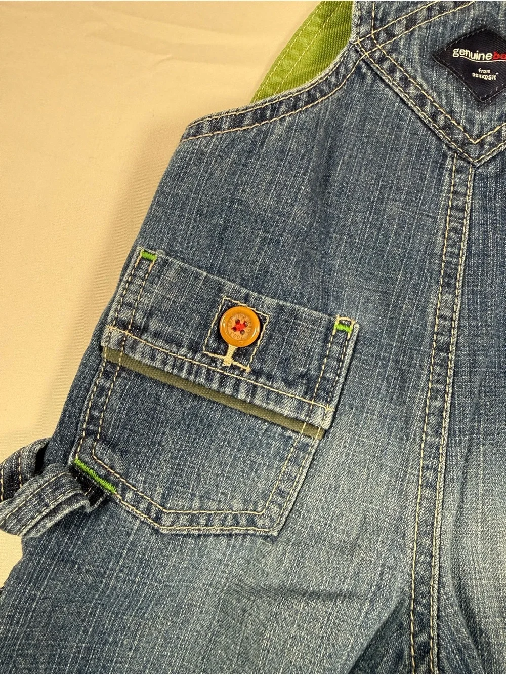 VINTAGE OSHKOSH Boys Denim Overalls 6M Y2K Carpenter Utility 2006 Retro Workwear
